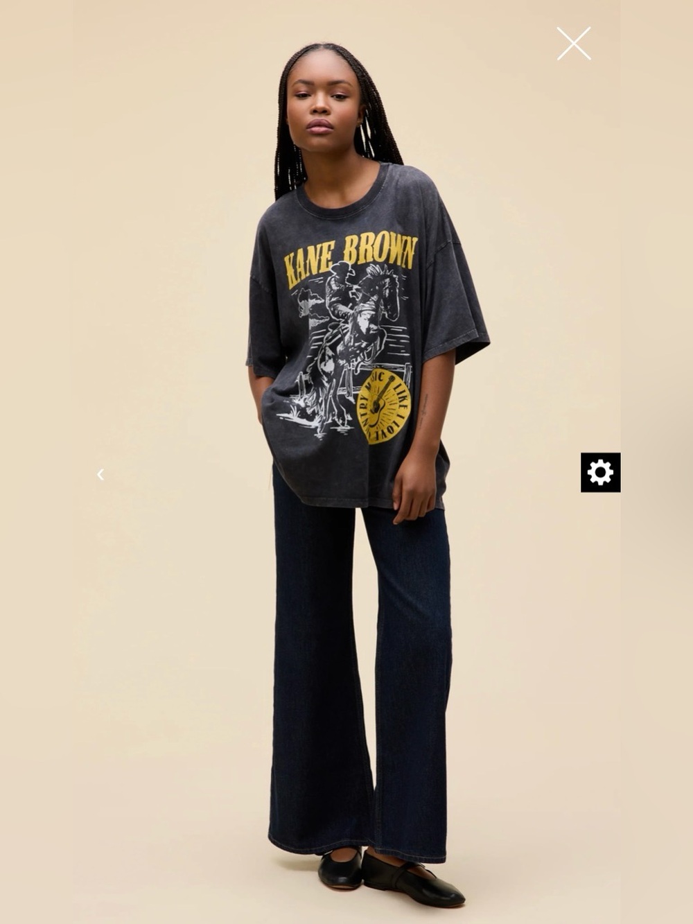 Kane Brown Graphic Tee - Charcoal with Yellow Print